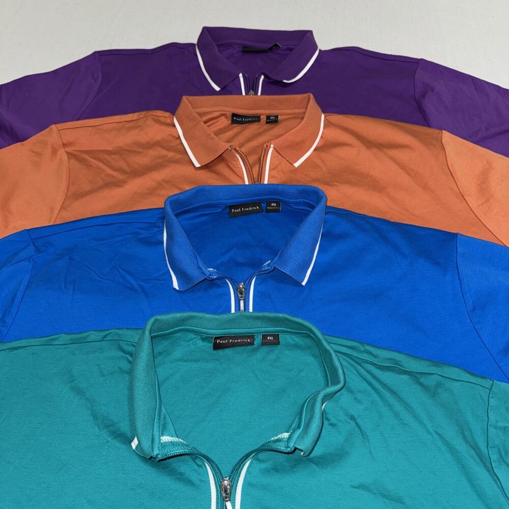 Paul Fredrick Polo 1/4 Zip Short Sleeve Mens 4XL Multicolor (Lot Of 4)